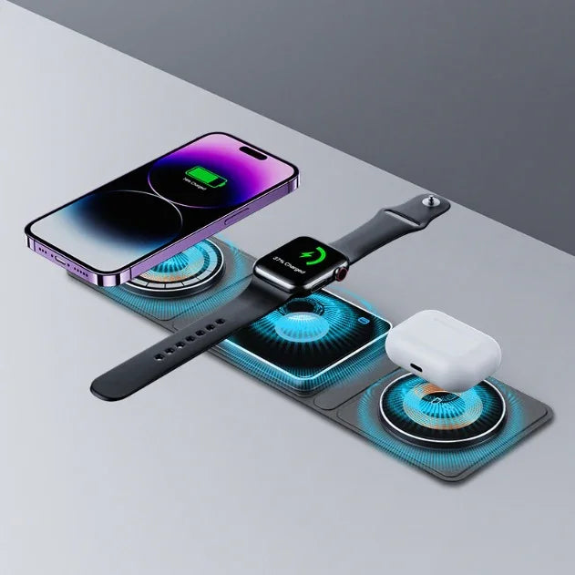 3-in-1 Magnetic Folding Wireless Charger - True-Tech