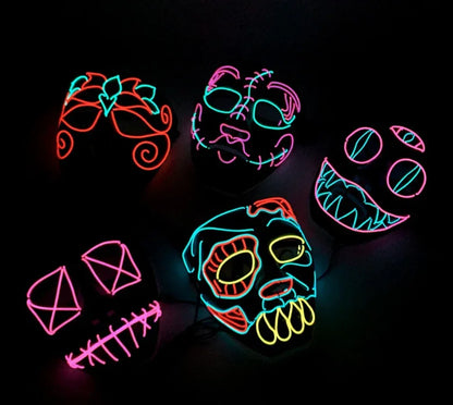 LED Neon Glow Mask – Multi-Color EL Light Party & Halloween Accessory