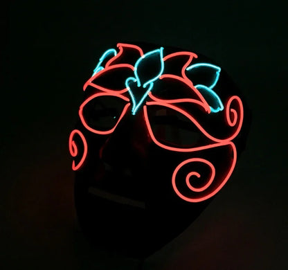 LED Neon Glow Mask – Multi-Color EL Light Party & Halloween Accessory