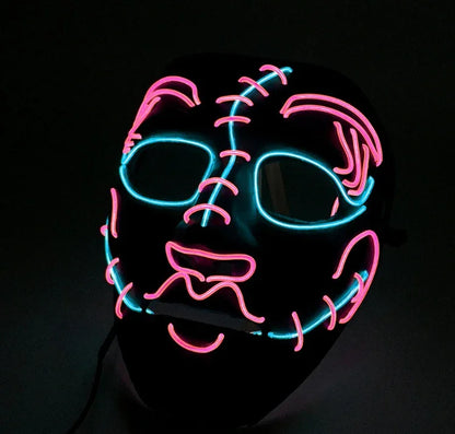 LED Neon Glow Mask – Multi-Color EL Light Party & Halloween Accessory
