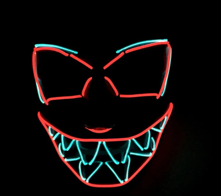 LED Neon Glow Mask – Multi-Color EL Light Party & Halloween Accessory