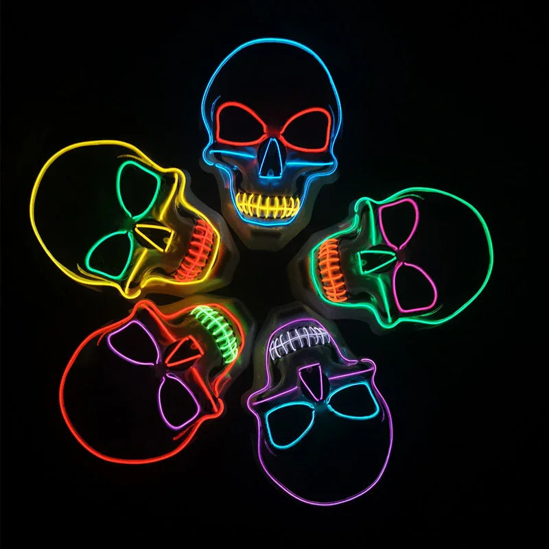 LED Skull Mask – Multi-Color EL Light Halloween & Party Mask