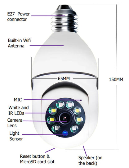 1080P WiFi Bulb Camera - True-Tech