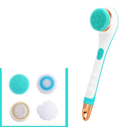 Electric Bath Brush – USB Rechargeable Silicone Body Scrubber with 4 Brush Heads, 2 Speeds & Waterproof Spa Design